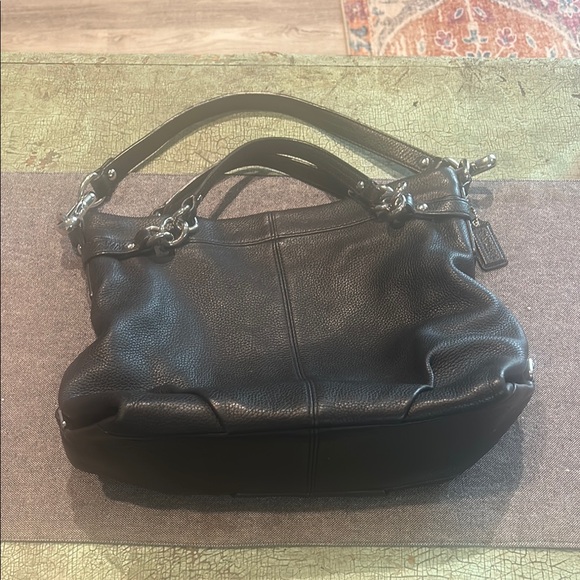 Coach Brooke Duffle Bag - Black Pebbled Leather, Chain Straps F16175 - Picture 1 of 10